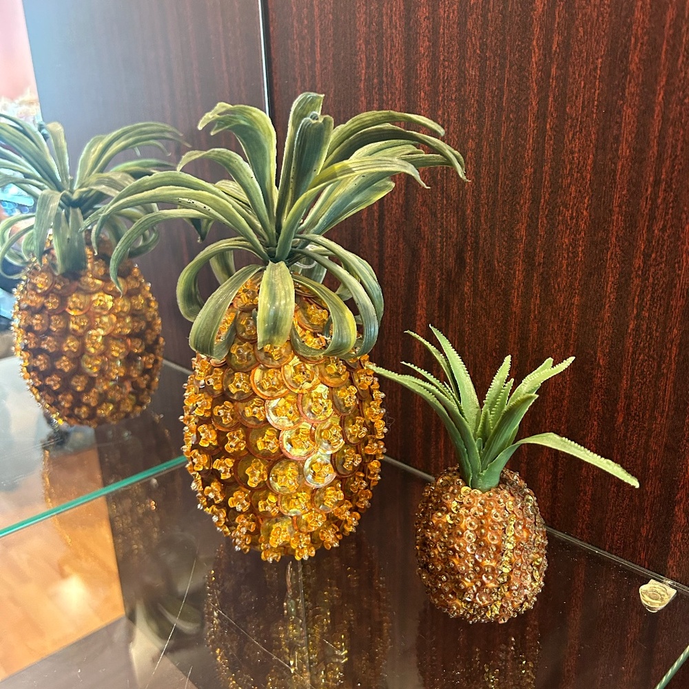 Fake Food Large 9" High and Small 4" High Pineapples